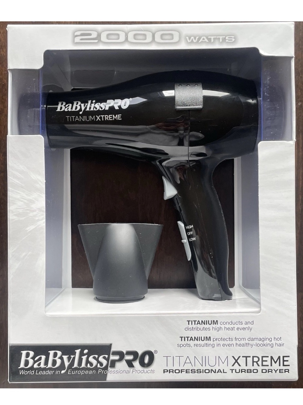 BaByliss PRO Hair Dryer Titanium Xtreme Professional Turbo 2000 Watt Black NEW